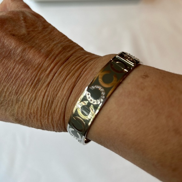 Authentic COACH bangle bracelet with gray C’s and some bling on C’s used… - Picture 1 of 11